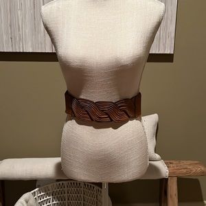 BCBG Max Azria PU Twist Waist Belt Cognac